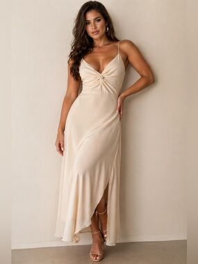 Picturesque Moments Cream Strappy Dress